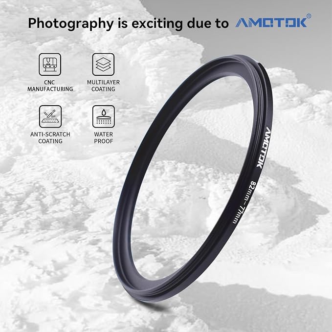 82mm Lens to 77mm Camera Lens Adapter, 82mm to 77mm Filter Step-Down Ring - Image 2