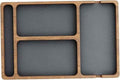 Wooden Valet Tray with Leather Inlay, Compartment Nightstand Catch All Organizer
