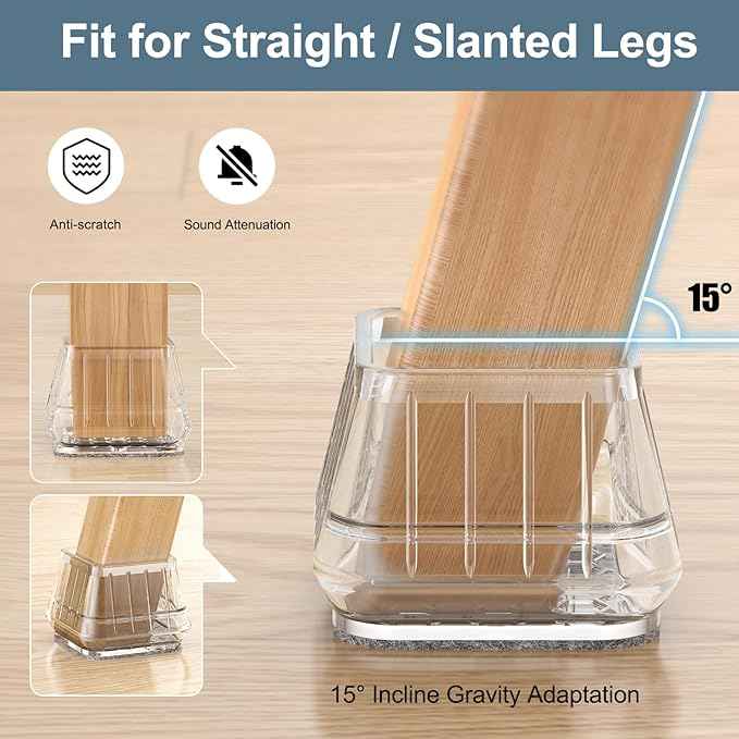 24PCS Square Chair Leg Floor Protectors