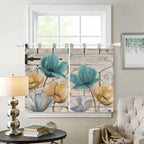 Watercolor Flowers Bedroom Curtains 63 Inch Length, Window Curtains Tab Top - Image 2