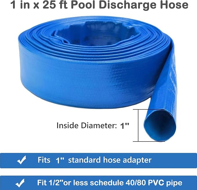 Eastrans Heavy Duty 1 IN x 25 FT Pool Backwash Hose, Flat Discharge, Weather & - Image 4