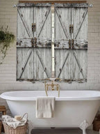 Vintage Gate Bedroom Curtains 63 Inches length, Farmhouse Wooden Grain Shabby - Image 7