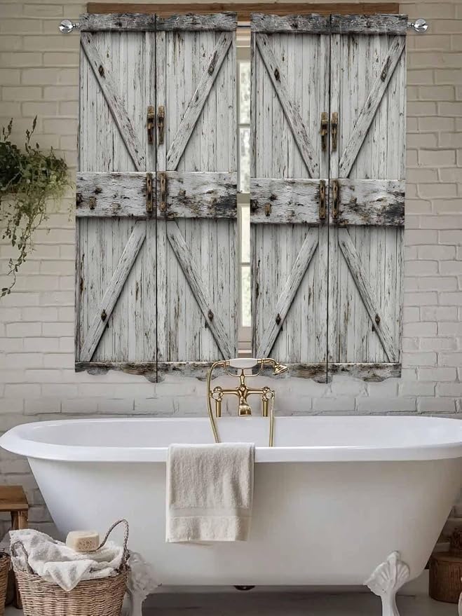 Vintage Gate Living Room Curtains 72 Inches length, Farmhouse Wooden Grain - Image 7