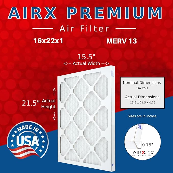 AIRX FILTERS WICKED CLEAN AIR. 16x22x1 Air Filter MERV 13 Electrostatic Pleated - Image 2