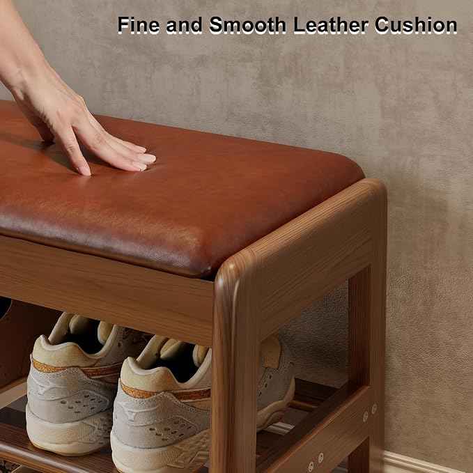 AQIMUELE Small Shoe Rack Bench, 2 Tiers Shoe Bench