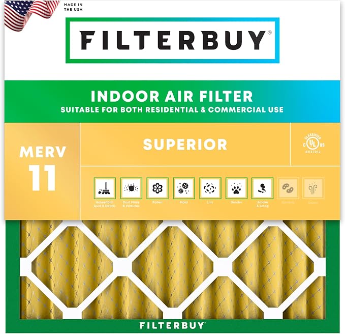 Filterbuy 12x12x2 Air Filter MERV 11 Superior Pet & Allergy Defense, by Filterbuy