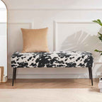DUHOME Velvet Bench Ottoman, Upholstered Bedroom Benches Cow Print End of Bed