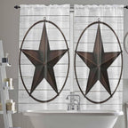 Vintage Farm Western Star Window Valance Curtains, 2 Panel by IDOWMAT