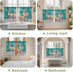 Spring Flowers Tier Curtains, Farmhouse Watercolor Teal Wood Grain Light - Image 8