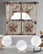 Country Star Swag Kitchen Curtains Valance and Tier Set, VintageRust Yellow - Image 5