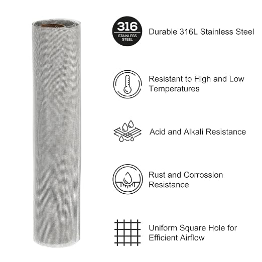 PATIKIL 40" L x 10" W Woven Wire Mesh, 40 Mesh 316L Stainless Steel Air Vent - Image 3
