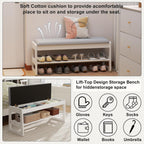 AQIMUELE Shoe Bench with Storage, Wooden 2 Tiers with Flip-Top