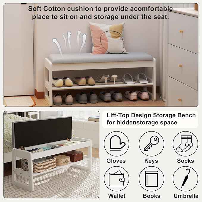 AQIMUELE Shoe Rack Bench, 2 Tiers Shoe Bench