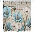 Teal Blue Tulips Living Room Curtains 84 Inch Length, Window Curtains Tab Top by Unknown