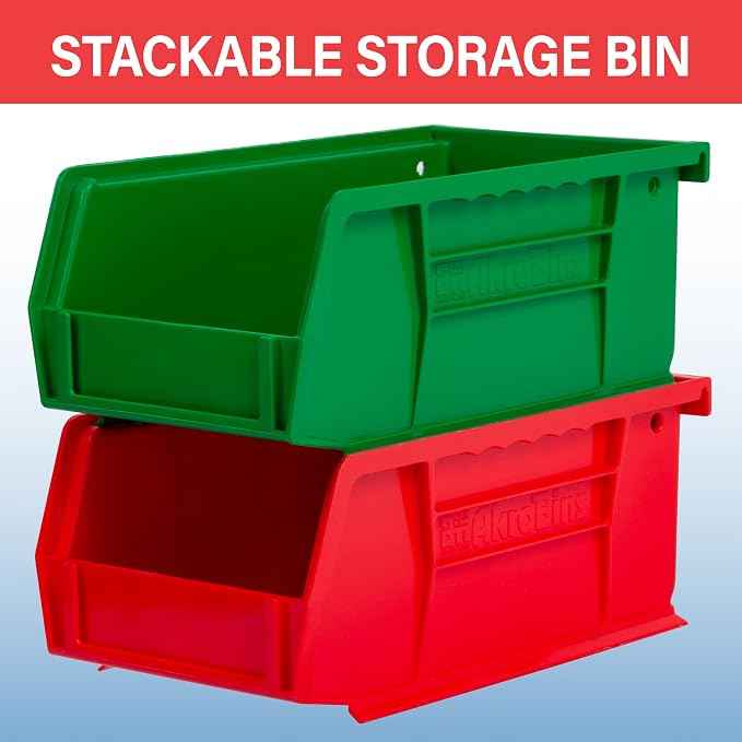 Akro-Mils 30220 AkroBins Plastic Storage Bins, Space-Saving Stackable Bins