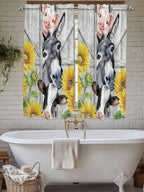 Farmhouse Living Room Curtains 72 Inches length, Watercolor Sunflowers Animals - Image 7