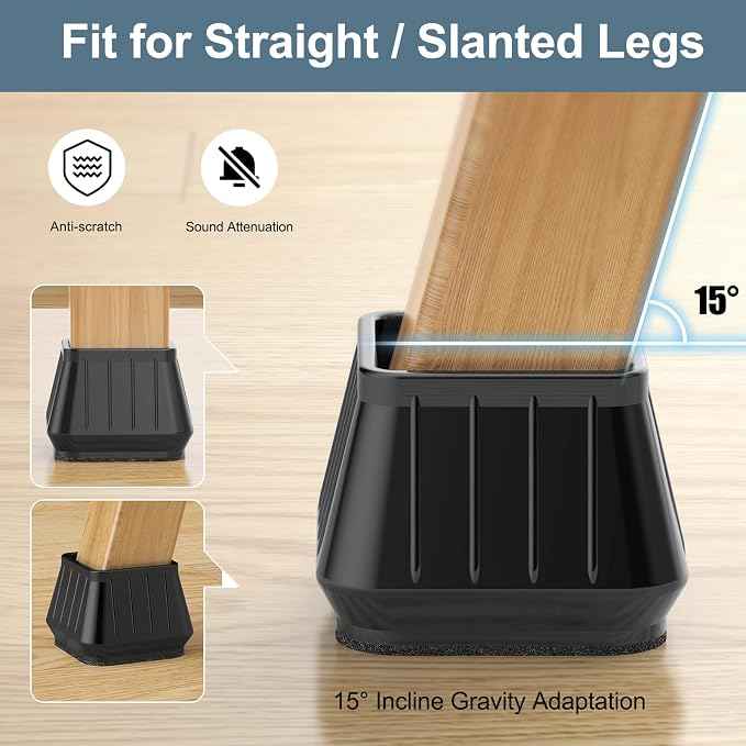 24PCS Square Chair Leg Floor Protectors
