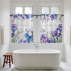 Spring Flowers Kitchen Curtains, Watercolor Garden Florals Wooden Grain Light - Image 5