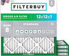 Filterbuy 12x12x1 Air Filter MERV 8 Essential Dust & Allergy Defense, by Filterbuy