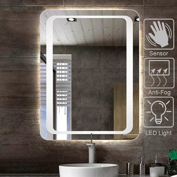 LED Bathroom Mirror with Lights Sensor Switch Bathroom Mirror with Demister Pad by Unknown