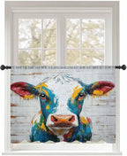 Sheer Curtains 54 Inch Length, Rustic Cow Semi Sheer Curtains Light Filtering by Unknown