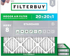 Filterbuy 20x20x1 Air Filter MERV 8 Essential Dust & Allergy Defense, by Filterbuy