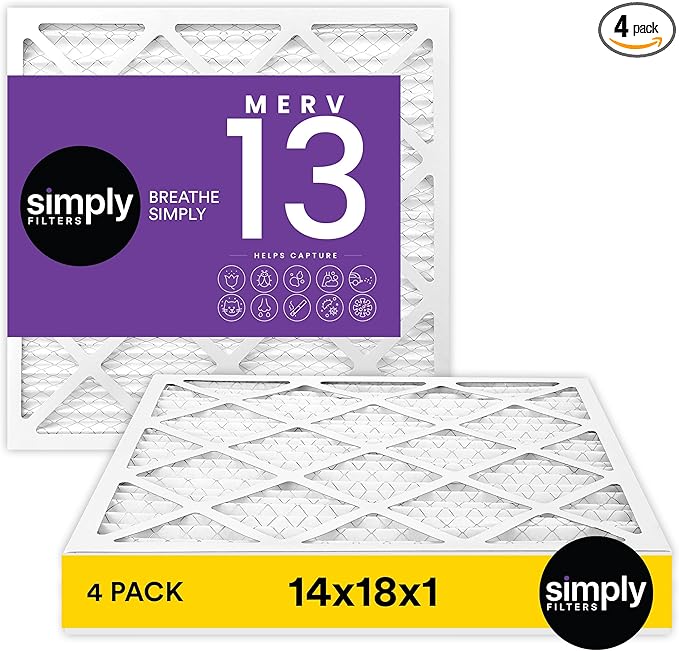 Simply 14x18x1 Air Filter, Merv 13, MPR 1500, 4 Pack, Furnace Air Filter by SimplyFilters
