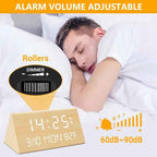 Kogonee Wooden Digital Alarm Clock, 0-100% Dimmer, 2 Alarm Settings,