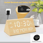 Kogonee Wooden Digital Alarm Clock, 0-100% Dimmer, 2 Alarm Settings,