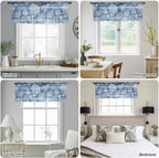 Navy Blue Retro Summer Sheer Valance Curtains, Sea Turtle Starfish Coral Ocean - Image 9