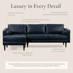 Poly & BARK Napa 104.5" Left-Facing Sectional Sofa – Midnight Blue Full-Grain