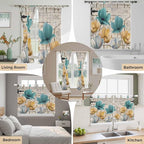 Watercolor Flowers Bedroom Curtains 63 Inch Length, Window Curtains Tab Top - Image 7