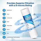 PUREPLUS 5 Micron 10" x 2.5" Whole House Grooved Sediment Home Water Filter - Image 4