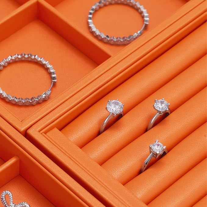 Oirlv Luxury Leather Ring Earring Organizer Tray Stackable Jewelry Display Tray