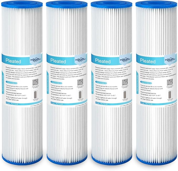 Membrane Solutions 20 Micron Pleated Polyester Sediment Water Filter 10"x2.5" by MembraneSolutions