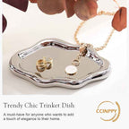 Ceramic Jewelry Tray Trinket Dish, Decorative Cloud Vanity Key Tray