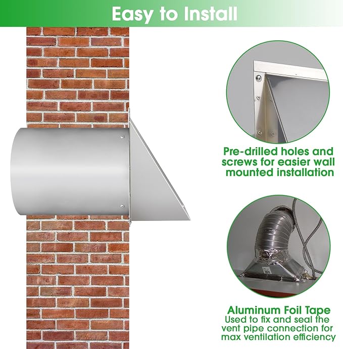 Dryer Vent Cover Outdoor 4 Inch, Dryer Vent Cover Outside, Exterior Hooded Wall - Image 6