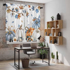 Navy Blue Pumpkin Fall Window Curtains 63 Inch Long 2 Panel Set, Rod Pocket - Image 6