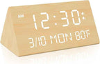 Kogonee Wooden Digital Alarm Clock, 0-100% Dimmer, 2 Alarm Settings,