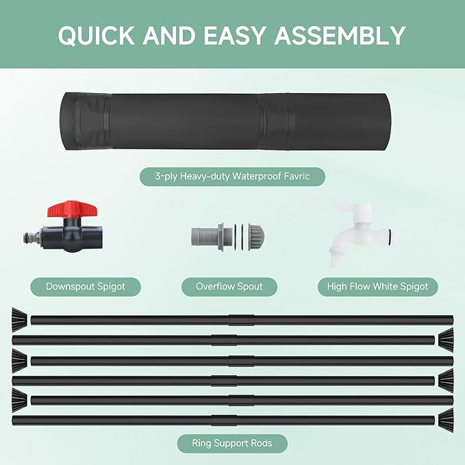 Collapsible Rain Barrel Water Storage Containers-53 Gallon Portable Rainwater - Image 5