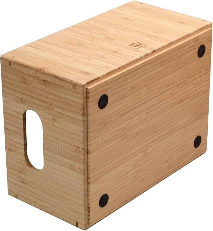Bamboo Storage Box with Open Front Stackable Bin Organizer to use in kitchen