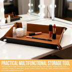 PU Leather Jewelry Valet Tray for Women and Men, Premium Catchall Tray for Keys