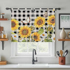Sunflowers Kitchen Curtains 45 Inch Length, Short Cafe Window Curtains Tab Top - Image 3