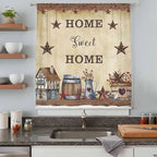 Farm Sheer Curtains 45 Inch Length American Country Barn Star Vintage Berry - Image 8