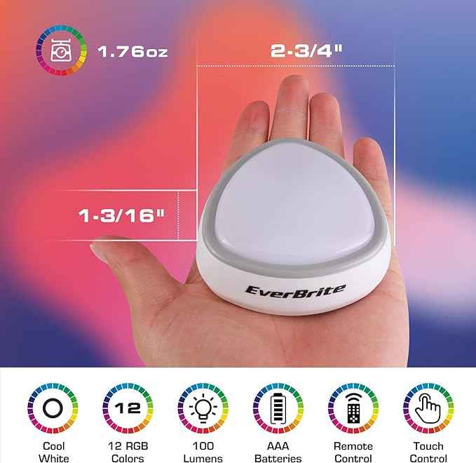 EverBrite Tap Light, LED Puck Lights, Wireless Push Lights, Remote Controlled