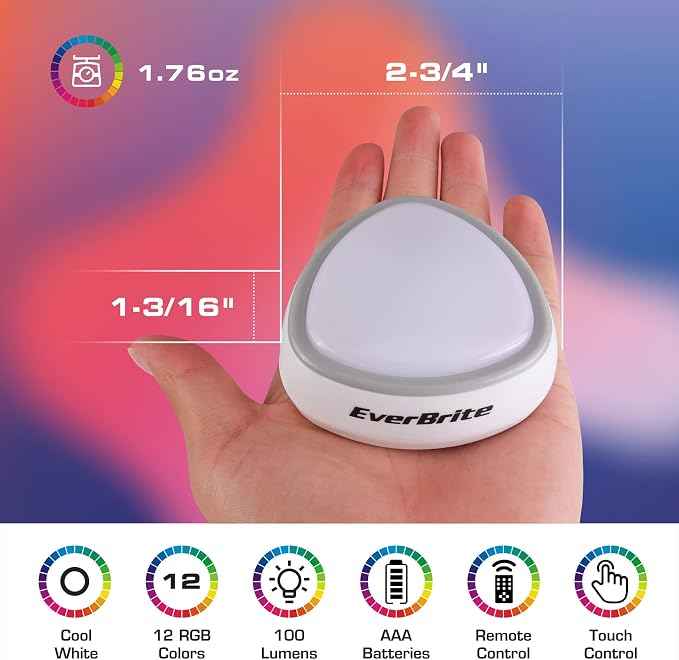 EverBrite Tap Light, LED Puck Lights, Wireless Push Lights, Remote Controlled