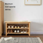 XKZG Storage Bench Wooden Shoe Rack Bench Simple Style Wood Entryway Bench