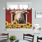 Sheep Sunflower Bedroom Curtains 63 Inch Length, Window Curtains Tab Top - Image 4