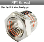 2 Pcs Reducer Hex Bushing, 304 Stainless Steel 3/4" Male NPT to 1/2" Female - Image 3