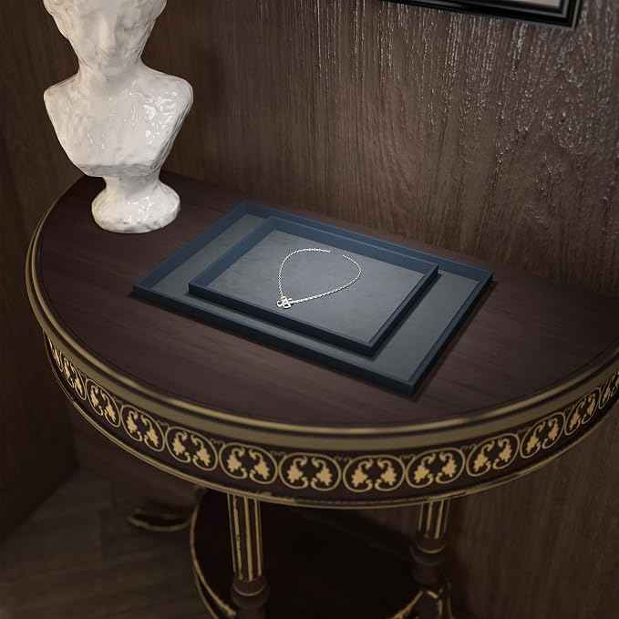Oirlv Premium Leather Flat Jewelry Tray Jewelry Display Organizer Valet Tray